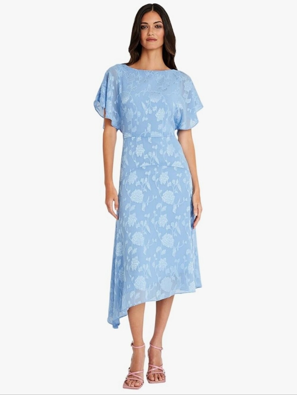 Maggy London Powder Blue Floral Midi Dress
